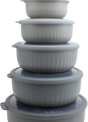 COOK WITH COLOR Prep Bowls with Lids- Wide and Deep Nesting Plastic Small Mixing Bowl Set with Lids, 12 Piece Set - Wide Bowls, Gray