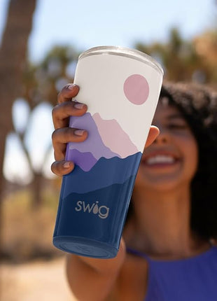 Swig Life 32oz Insulated Tumbler, Travel Coffee Tumbler with Lid, Cup Holder Friendly Travel Coffee Mug, Stainless Steel with Lid (Moon Shine)