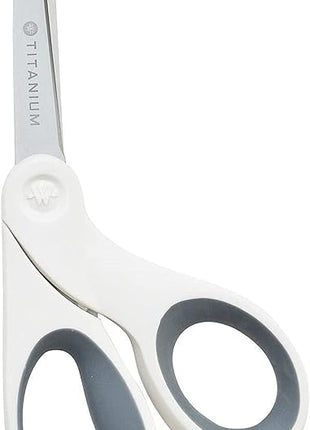 Westcott 8" Bent Craft Scissors with Titanium-Bonded Blades for Heavy-Duty Use (White or Blue, Colors May Vary)