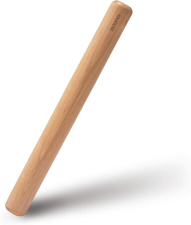 GOBAM Wood Rolling Pin, Extra Large - Dough Roller for Pasta, Cookies, Pie, Pizza, Chapati, Fondant, Rolling Pins for Baking, Bread Making Tools and Supplies - 15.8 x 1.6 Inches