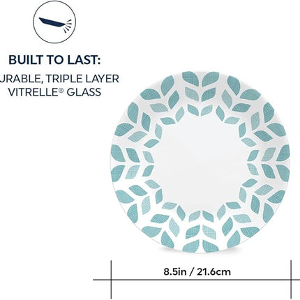 Corelle Global Collection Vitrelle 6-Piece Dinner Lunch Set, Triple Layer Recycled Glass, Lightweight Eco-Friendly Round 8-1/2-Inch Plates Set, Northern Pines