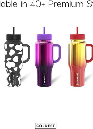 Coldest Tumbler with Handle and Straw, 100% Leak Proof Insulated Tumbler with Lid and Straw (3 Lids), Stainless Steel Tumblers for Women & Men, Cup Holder Friendly, 36 oz (Camouflage Flag)