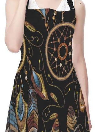 EKOBLA Dream Catcher Aprons American Indian Ethnic Style Magic Tribal Feathers Waterproof Resistant Chef Cooking Kitchen BBQ Adjustable Aprons for Women Men 27x31 Inch