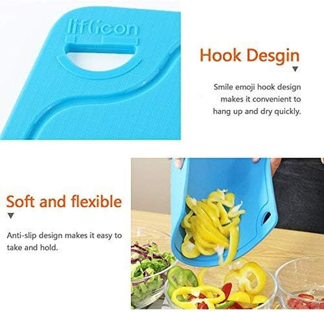 Liflicon Thick Cutting Boards for Kitchen Silicone Chopping Board Set of 2 Mid 12.6'' x 9.1”,Mini 9.1”x7.1” Non-slip Deep Drip Juice Groove Easy Grip Handle,Dishwasher Safe-Orange