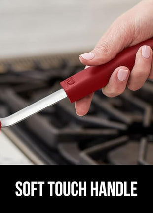 GORILLA GRIP Patented BPA-Free Non-Scratch Spatula, 2 Pack, Heat Resistant Flexible Silicone Head for Nonstick Cooking Pans, Soft Rubber Handle, Kitchen Spatulas for Flipping Eggs, Pancakes, Red