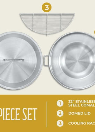 CONCORD Stainless Steel 3 Piece 22" Comal Cookware Set. Comales Discada Set