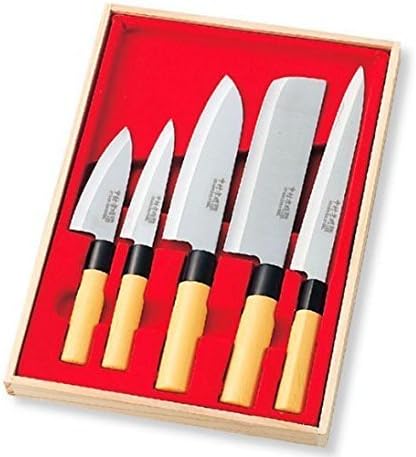 Japanese Kitchen Knife Set of 5 (Wooden Box Case) Mr. Takaaki Nakamura