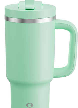 32 oz Tumbler with Handle and Straw: Stainless Steel Insulated Tumbler Keeps Cold for 24 Hours, Leakproof Travel Cup Fits in Cup Holder and BPA-Free,Brook Green