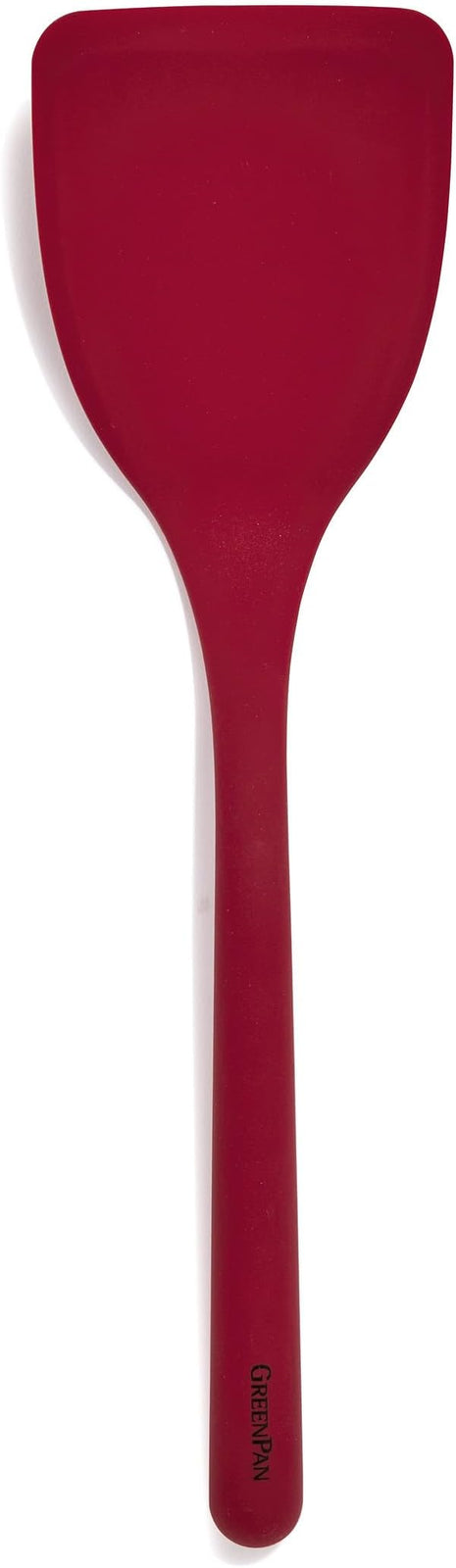 GreenPan Silicone Solid Turner Spatula, Flipping Cooking Kitchen Utensil, Flexible Rubber Nonstick Cookware, Rigid Steel Core, Heat-Resistant, Anti-Slip Handle, BPA-Free, Dishwasher Safe, Red
