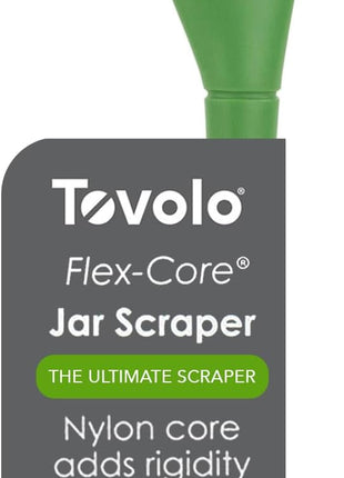 Tovolo Flex-Core All-Silicone Long-Handled Jar Scraper Spatula, Angled Turner Head, Kitchen Tool With Flat Back & Curved Front for Scooping & Scraping, Jar Scraper Spatul, Pesto