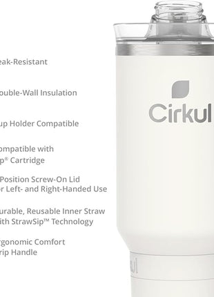 Cirkul 40oz. Pearl Stainless Steel Tumbler with Handle, All-Day StrawSip™, Double-Wall Insulated
