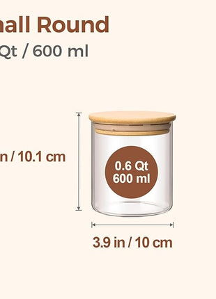 ComSaf 0.6 Qt Glass Food Storage Jars Set of 9, Clear Glass Storage Containers with Lids, Pantry Organization Jar, Spice, Blooming Tea, Oat, Coffee and Sugar Container, Small Canister Set for Kitchen