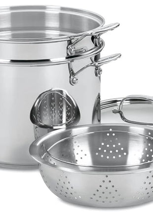 Cuisinart 4-Piece Cookware Set, 12 Quarts, Chef's Classic Stainless Steel Pasta/Steamer, 77-412P1