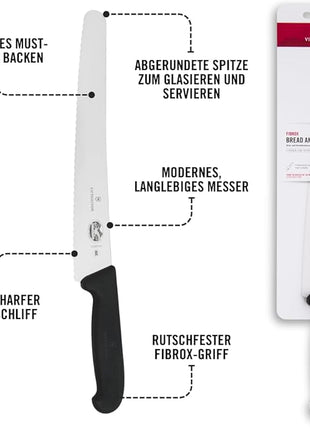 Victorinox 10.25 Inch Fibrox Bread Knife with Ultra-Sharp Serrated Edge, Black