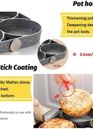 4 Egg Frying Pan,Pancake Omelette Pan,Cooker Pans 4-Cups Non-stick Cookware Aluminium Alloy Fried Divided Egg Cooker, Burger Pan for Breakfast,Pancake,Poached Egg1