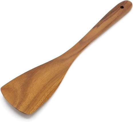 FAAY Teak Wooden Turner, Saute Paddle, Spatula, Compact - XL Size, Healthy and High Moist Resistance for Non Stick Cookware (12 Inch Flat Edge Spatula)