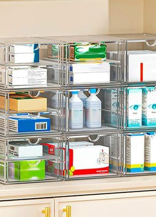 Acrylic Makeup Organizer, 4 Pack Drawer Organizer - Transparent Desktop Storage for Cosmetics, Office Supplies & More - Clear Organizers for Home & Office Use