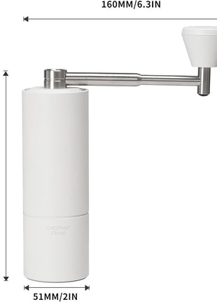 TIMEMORE Chestnut C3S Pro Manual Coffee Grinder, Stainless Steel S2C Conical Burr Coffee Grinder, Hand Coffee Grinder with Foldable Handle, Adjustable Grind Setting for Travel/Camping/Home, White