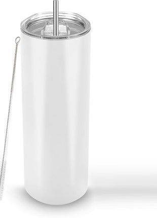 Joyclub Sublimation Tumblers Blanks 20 oz Skinny Straight Tumblers Bulk Stainless Steel Insulated Sublimation Cups with Lids and Straw, Gift Box
