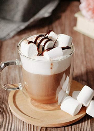 BTaT- Double Wall Glass Coffee Mugs, 12 oz, Set of 4, Clear Latte Cups, Insulated, Christmas Gifts