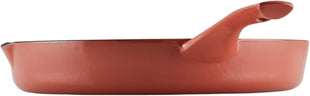 Ayesha Curry Kitchenware Enameled Cast Iron Skillet/Frying Pan with Helper Handle and Pour Spouts, 12 Inch - Redwood Red