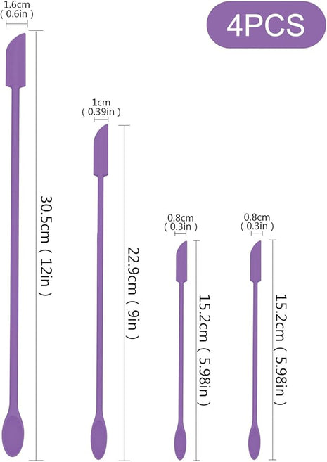 Mini Spatula Silicone Spatula Set - 4pcs Small Makeup Scrapers for Cosmetics, Reusable Beauty Tiny Tools, Thin Jar Scraper, Get the Last of the Makeup Out of the Bottle(Purple)