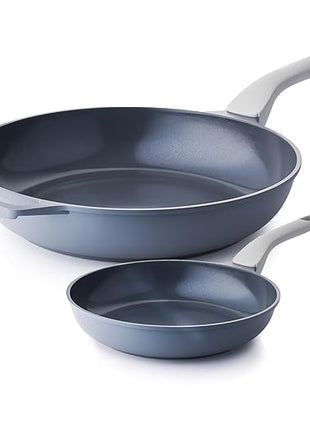 PRICUSIS Nonstick Ceramic Frying Pan, Skillet with Stay Cool Handle, Egg & Omelet & Chef's Pan, Induction Compatible & Oven Safe, Dishwasher Safe, PTFE PFAS & PFOA Free (8+12 Inch)