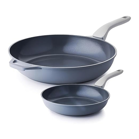 PRICUSIS Nonstick Ceramic Frying Pan, Skillet with Stay Cool Handle, Egg & Omelet & Chef's Pan, Induction Compatible & Oven Safe, Dishwasher Safe, PTFE PFAS & PFOA Free (8+12 Inch)