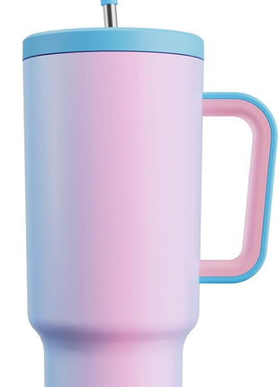 Meoky 40 oz Tumbler with Handle and Straw: Stainless Steel Insulated Tumbler with Lid and Straw - 100% Leak Proof Tumbler for Car Cup Holders - Travelers Commuters Workers, Donut