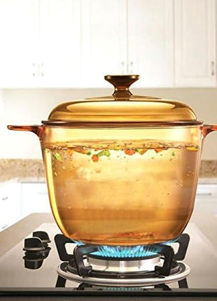 VISIONS 6pc Cook Pot Set with Glass Covers, Amber
