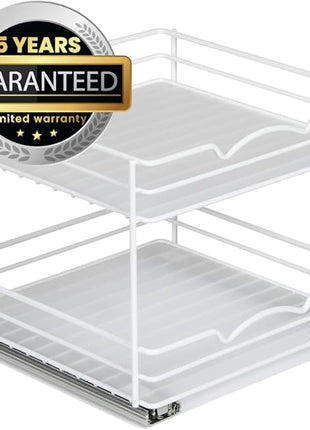 HOLDN’ STORAGE White Spice Rack Organizer for Cabinet, Heavy Duty, Pull Out Spice Rack, Lifetime Limited Warranty, Spice Organization 10.5" W x 10.4" D x 8.8" H - Spice Racks for Inside Cabinets.