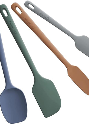 4 Pieces Silicone Spatula Set, Food Grade Rubber Spatula, Upgrade Strong Handle with Ergonomic Grip, Heat Resistant for Nonstick Cookware, Cooking