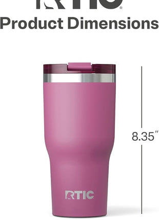 RTIC 30oz Essential Tumbler with Lid, Ceramic Lined, Insulated, Stainless Steel, Metal, Double Wall Vacuum-Insulation, Travel Cup for Iced Coffee, Tea, Hot and Cold Drink, Orchid