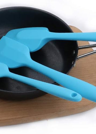 Silicone Spatulas Set, Rubber Spoon Spatula Heat Resistant Spoonula One Piece Design Seamless Spatula Non-Stick Scrapers Baking Mixing Tool (Blue Set)