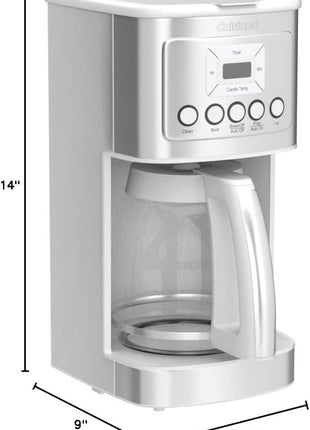 Cuisinart 14-Cup Coffee Maker, Programmable PerfecTemp Glass Carafe Coffee Machine with 1-4 Cup Setting, Brew Strength Control and Brew Pause, Stainless Steel, DCC-3200WNAS, White