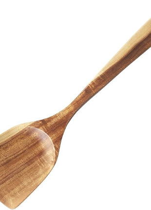 FJNATINH Large Wooden Wok Spatula, 13 Inch Natural Teak Long Handle Turner Coated Natural Resin, Handmade for Non-stick Cookware