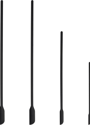 4pcs Mini Silicone Spatula Set, 3 Size Makeup Spatula Small Rubber Spatula for Thin Jar Skinny Openings Bottles, Tiny Scraper for Kitchen and Cosmetic, Multipurpose Scraping Mixing Tools (Black)