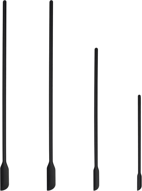 4pcs Mini Silicone Spatula Set, 3 Size Makeup Spatula Small Rubber Spatula for Thin Jar Skinny Openings Bottles, Tiny Scraper for Kitchen and Cosmetic, Multipurpose Scraping Mixing Tools (Black)