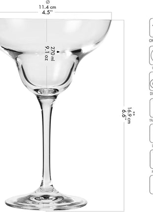 Krosno Margarita Cocktail Glasses, Set of 6, 9.1 oz, Mixology Collection, Ideal for Cocktails, Frozen Desserts, Dishwasher Safe, Made in Europe