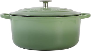 Enameled Cast Iron Dutch Oven Pot With Lid, 5.5 Quart, for Bread Baking, Cooking, Pistachio Green