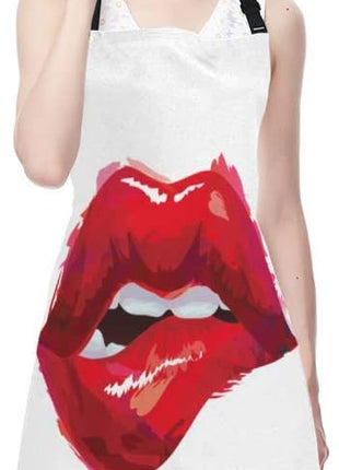 EKOBLA Lips Aprons Lipstick Sexy Biting Lips Woman Valentine Romantic Love Waterproof Resistant Chef Cooking Kitchen BBQ Adjustable Aprons for Women Men 27x31 Inch