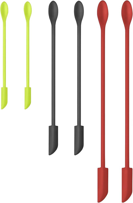 Silicone Spatula Set (6Pcs) - Mini Scraper Tool for Beauty & Food - Reach Every Last Drop, Multi-Size Spatulas for Makeup Jars, Lotion Bottles & Kitchen Containers