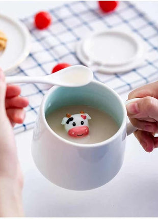 Surprise 3D Coffee Mug Animal Inside 12 oz with Dinosaur,Cute Cartoon Handmade Ceramics Cup,Christmas Birthday Surprise for Friends Family or Kids (Dinosaur)