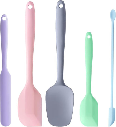 5 Piece Multicolor Silicone Spatula Set, Heat Resistant Rubber Spatulas Set, Silicone Kitchen Utensils Set Dishwasher Safe for Nonstick Cookware Baking Cooking