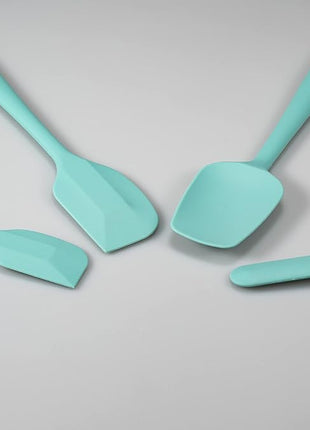 4 Piece Silicone Spatula Set, Flexible Heat Resistant Non-scratch Baking Cooking Rubber Spatulas with Stainless Steel Core, Aqua Sky