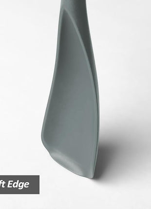 Silicone Spatula Spoon, Great for Both Cooking and Serving Durable BPA-Free Matte Black Silicone, Seamless Design, Safe for Nonstick Cooking Surfaces, 2-Pcs, Gray