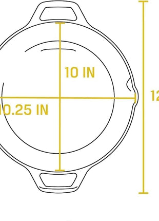 Lodge 10.25 Inch Pre-Seasoned Cast Iron Skillet - Dual Assist Handles - Use in the Oven, on the Stove, on the Grill, or Over a Campfire - Black