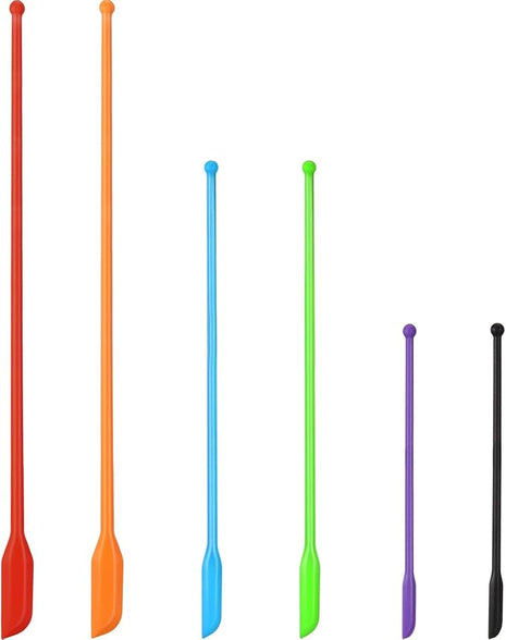 Boao Makeup Spatula 6pcs, Multicolor Beauty Spatula Set, Mini Silicone for Food Bottle Kitchen Jar Reusable Flexible, 3 Sizes(Red, Orange, Blue, Green, Purple, Black)
