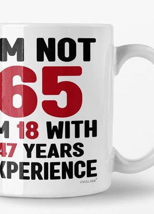 Vivulla68 65th Birthday Mug 11oz - 65th Birthday Gifts for Women Men - 65 Year Old Birthday Gifts Ideas for Him, Her, Woman, Man - Happy Funny Gift Present Coffee Cup - Turning Age 65