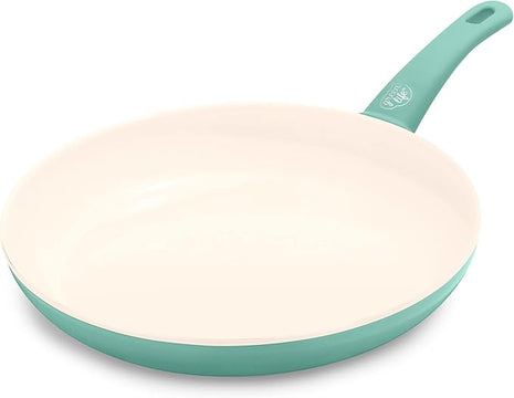 GreenLife Soft Grip Healthy Ceramic Nonstick 12" Frying Pan Skillet, PFAS-Free, Dishwasher Safe, Turquoise